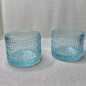 Iittala Kastehelmi Dewdrop Tealight Glass Candle Holders Light Blue